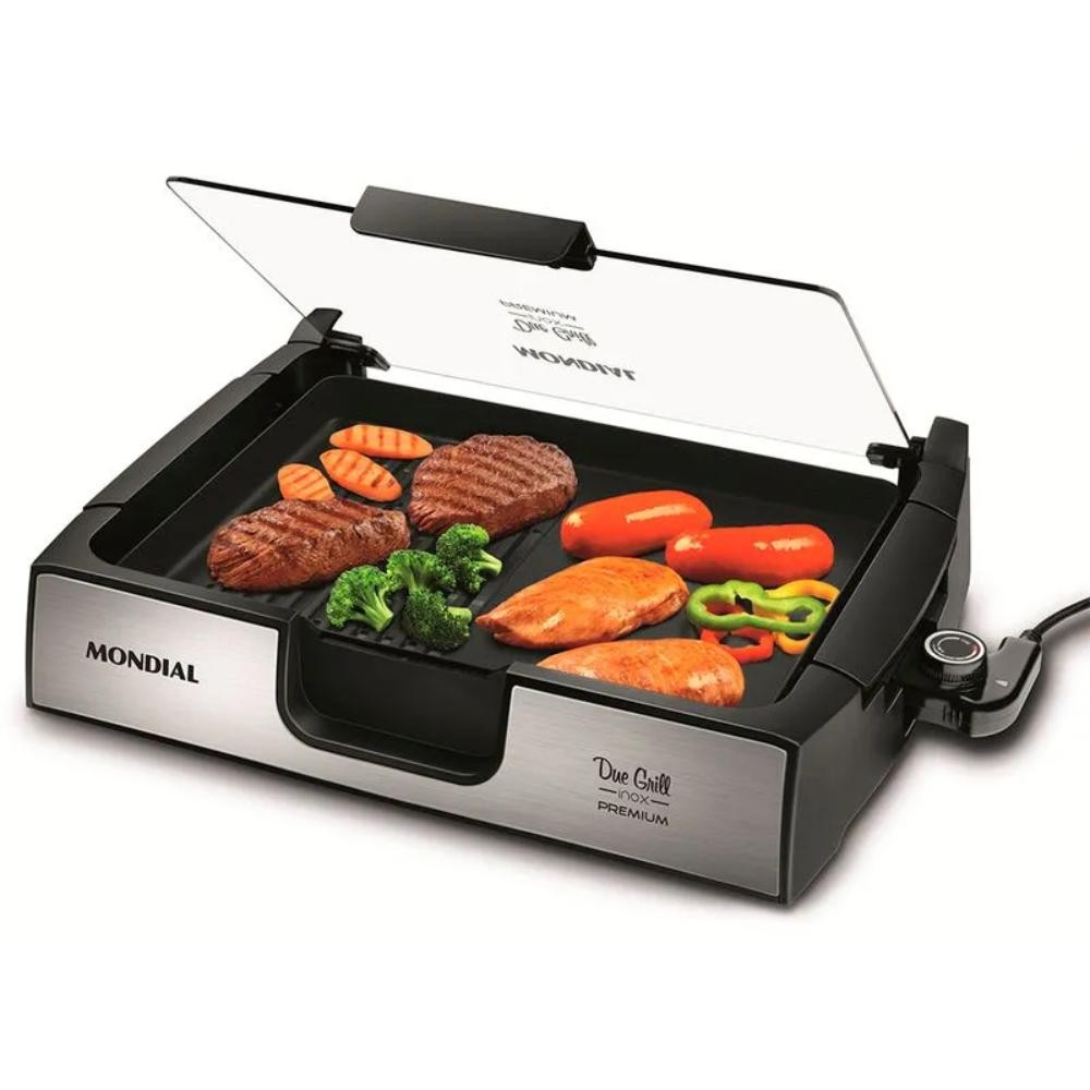 Chapa Mondial Due Grill Premium Preto/Inox 1270W 127V - G-10 em Oferta na Shopee