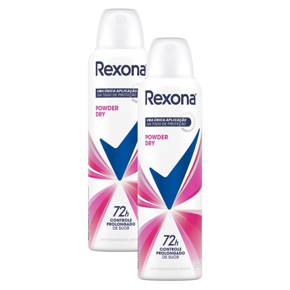Kit 2 Desodorante Powder Dry Rexona Aerosol Antitranspirante 48h 150ml - Beauty