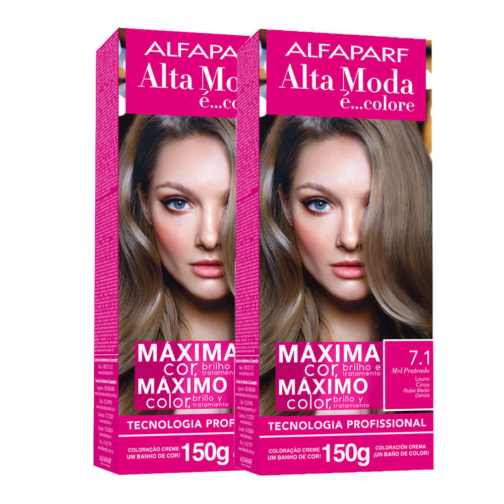 Kit 2X Tintura Creme Altamoda Alfaparf Mel Prateado 7.1 - Beauty