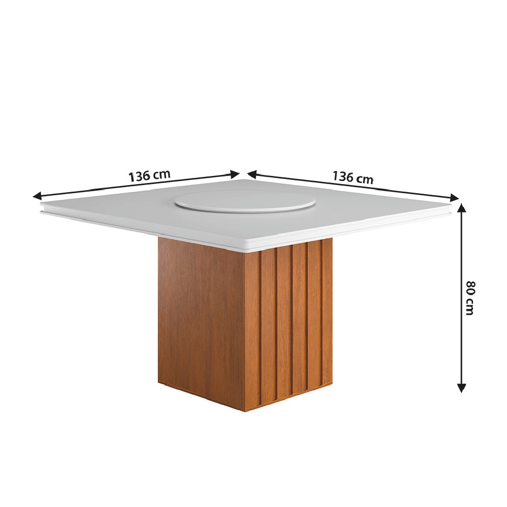 Conjunto Sala de Jantar Amsterdã New Mesa com Tampo Giratório 6 Cadeiras Trieste Madeirado/Chocolate