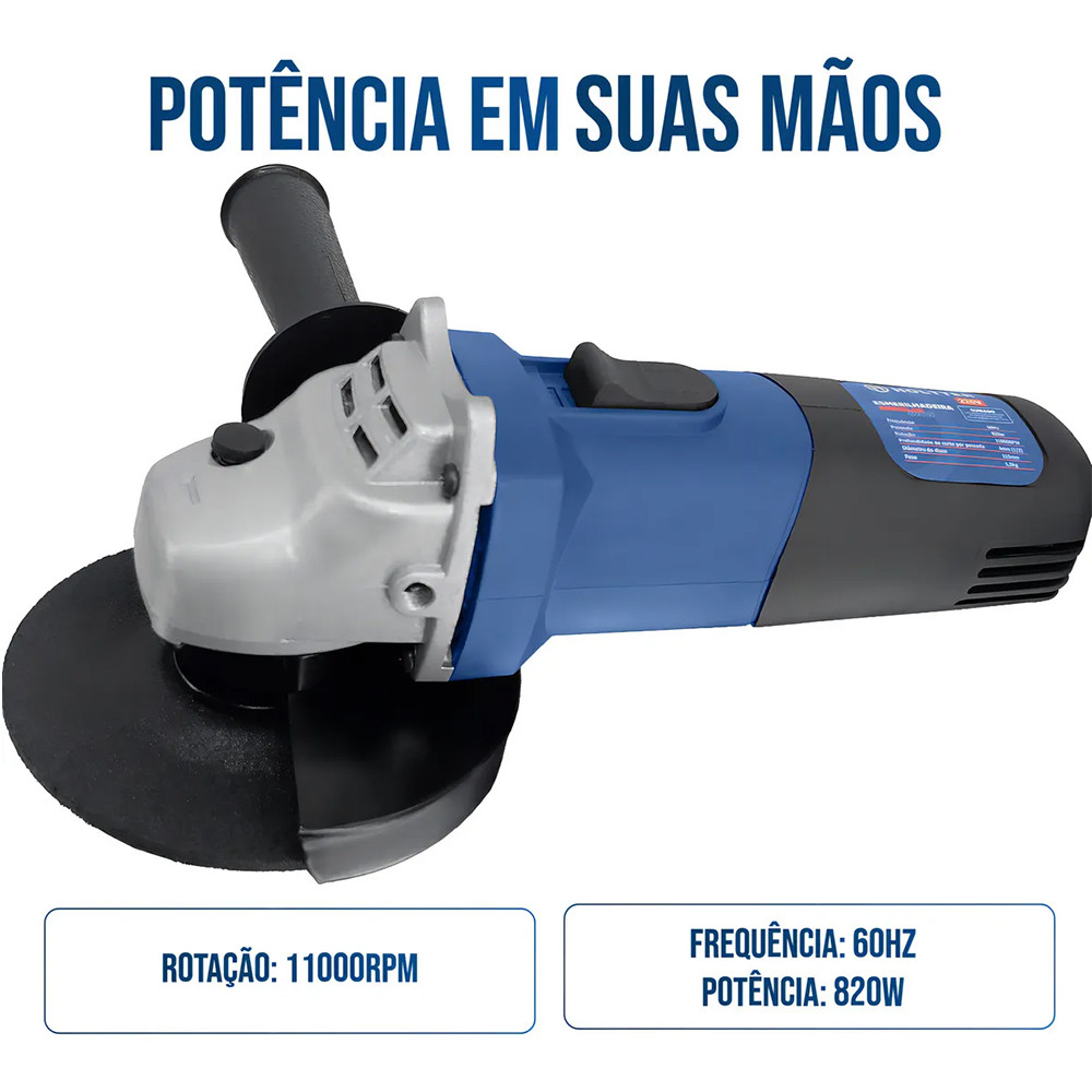 Esmerilhadeira Angular Multifuncional 800-2200W - RPM 13000-6600 110V/220V para Metal