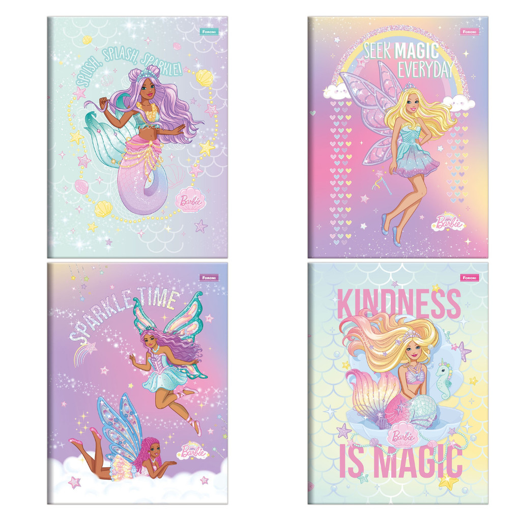 Caderno Brochurão Capa Dura Barbie Dreamtopia 80F - Foroni