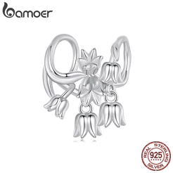 Bamoer 925 Sterling Sliver Charm Lírio Do Vale Pingente DIY Para Pulseira Presentes