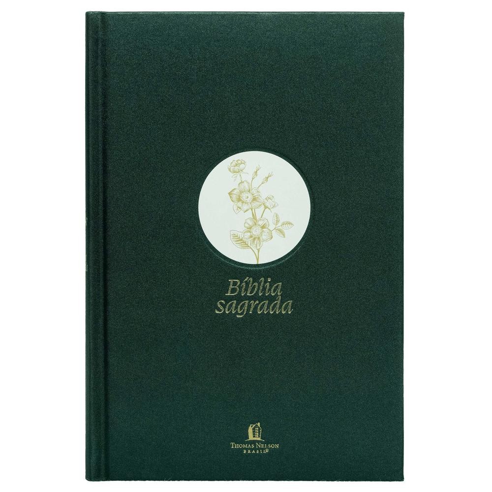 Bíblia Slim NVI, Letra Grande, Tecido verde sobre capa dura, Flor minimalista  Lt WP