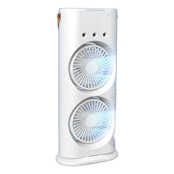 Mini Ventilador Climatizador Duplo Portátil Com Umidificador