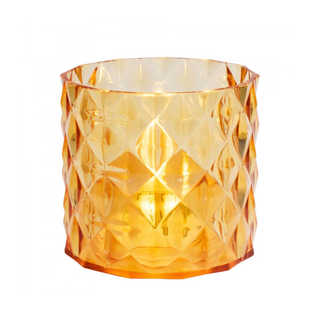 Mini Luminária Castiçal Vela Laranja Transparente 5.5cm GJ029-M(LARANJA)