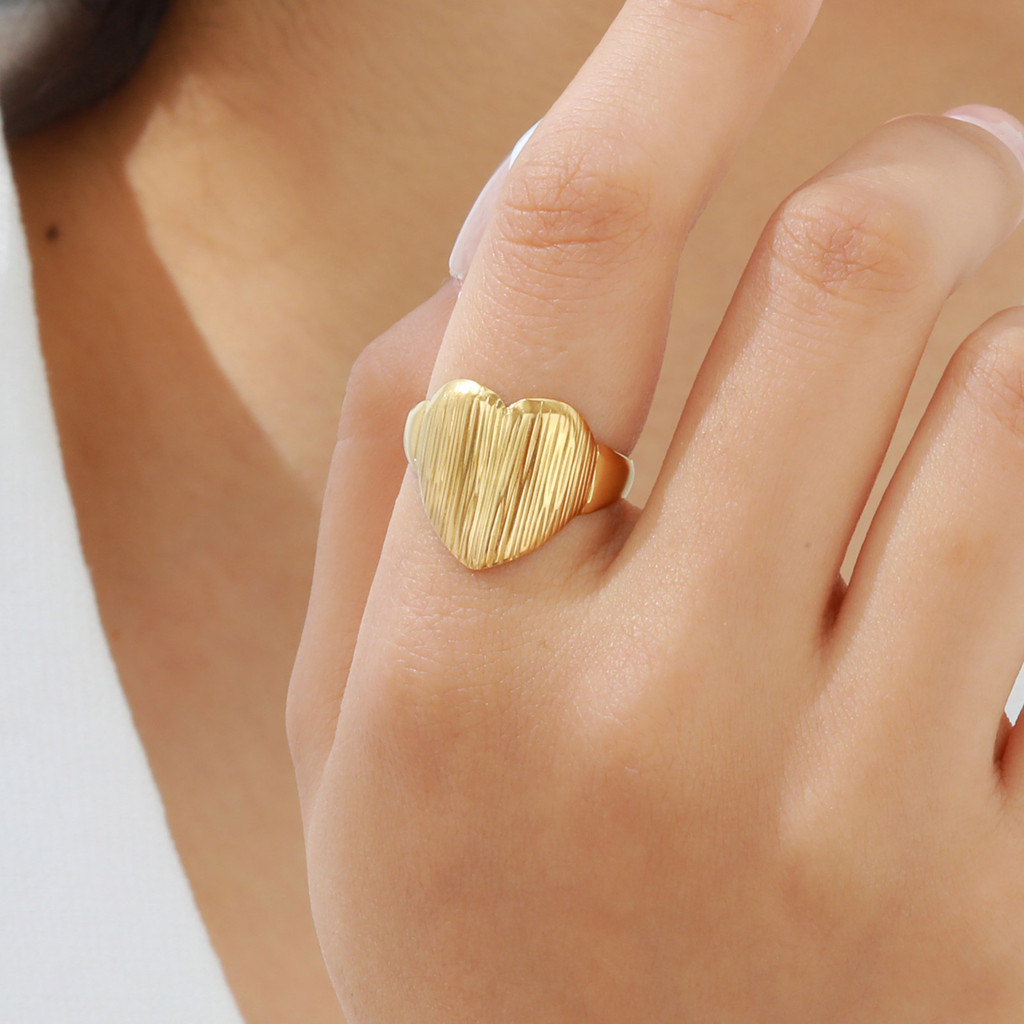 Vnox Ouro Aço Inoxidável Amor Coração Anéis Para Mulheres Meninas , De Irregulares Jóias Casamento Presentes Do Dia Dos - Fashion Accessories