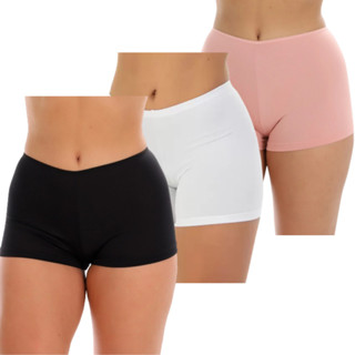 Kit 3 Short Anágua Segunda Pele Feminina Sem Marcar Shortinho Curto Adulta Para Usar Debai...