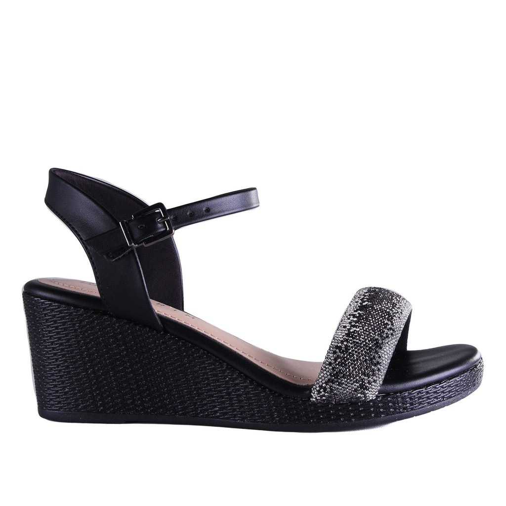 Sandália Feminina Ramarim Salto Anabela 2432201 Preto