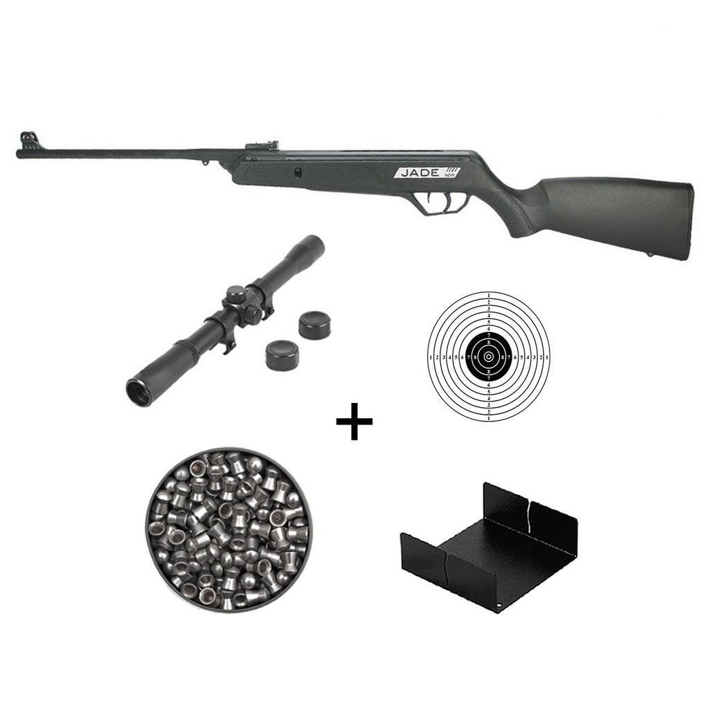 Carabina de Pressão New Jade Oxidada 5.5mm - CBC + Luneta 4x20 + Chumbo + Alvo + Porta Alvo em Oferta na Shopee