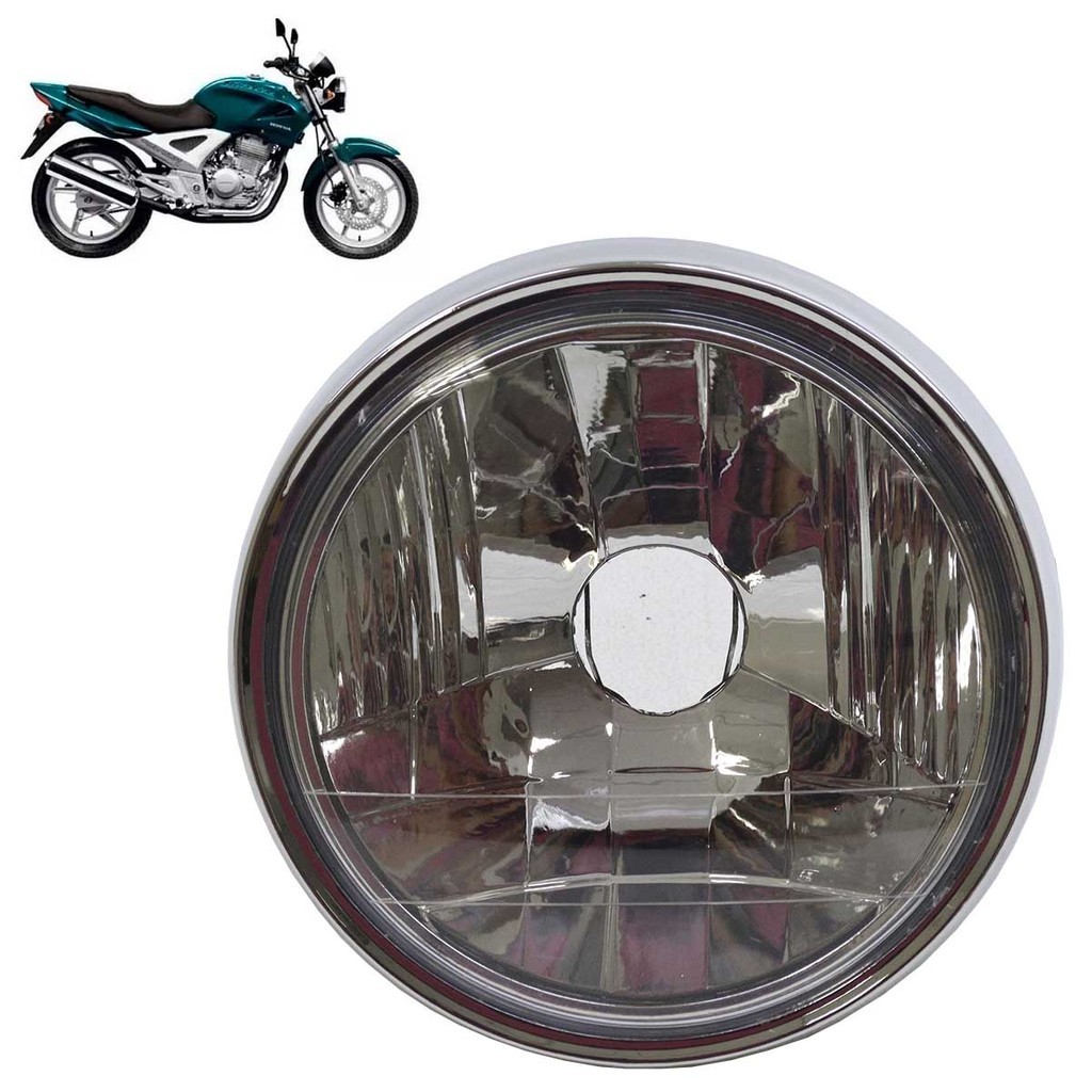 Farol Completo CBX 250 Twister 2001 2002 A 2008 Cristal Aro Cromado Máscara Cromada Lâmpada H4