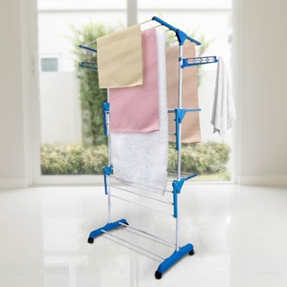 Varal Torre 3 Andares Aço Inoxidável Retratil Compacto 4 Rodas Prático