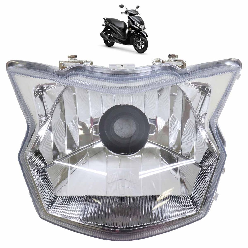 Farol Completo Biz 125 2019 2020 2021 2022 Cristal Máscara Cromada Lâmpada H4 Lente Lisa Acrílico - Spare Parts and Accessories for Vehicles