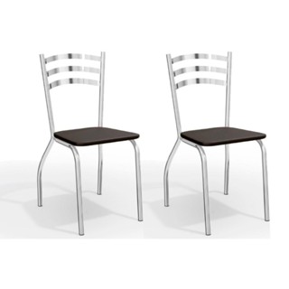 Cadeira Sala de Jantar Portugal 2C007CR Aço Kit 2 Uni Cromado/Courano Preto - Kappesberg em Oferta na Shopee