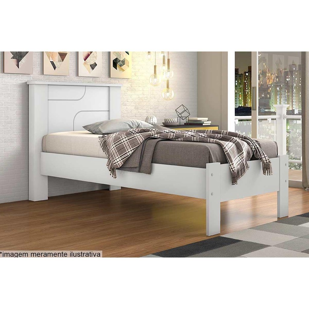 Cama Solteiro Pérola Branco - Conquista - Home & Living