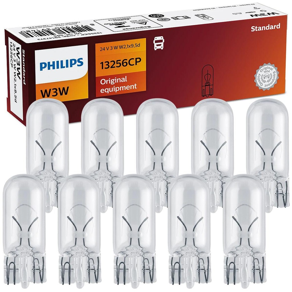 10 Lâmpada Philips Base Vidro W3w 24v W2.1x9.5d Sinalização em Oferta na Shopee