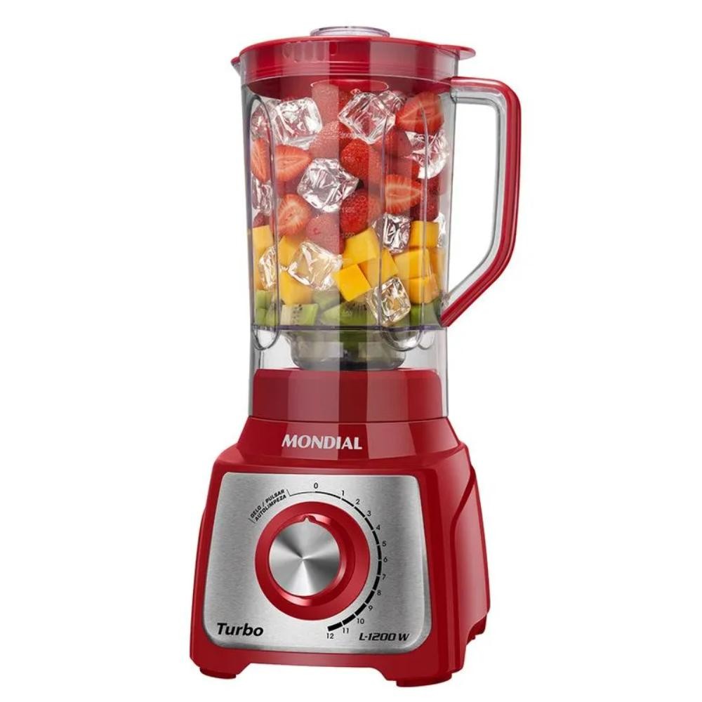 Liquidificador Mondial Turbo Vermelho/Inox 1200W 220V - L-1200 RI em Oferta na Shopee