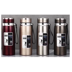 Garrafa 800ml/1000ml Inox Térmica Com Infusor Prata Dourada Marron Água Café Parede Dupla Com Alça