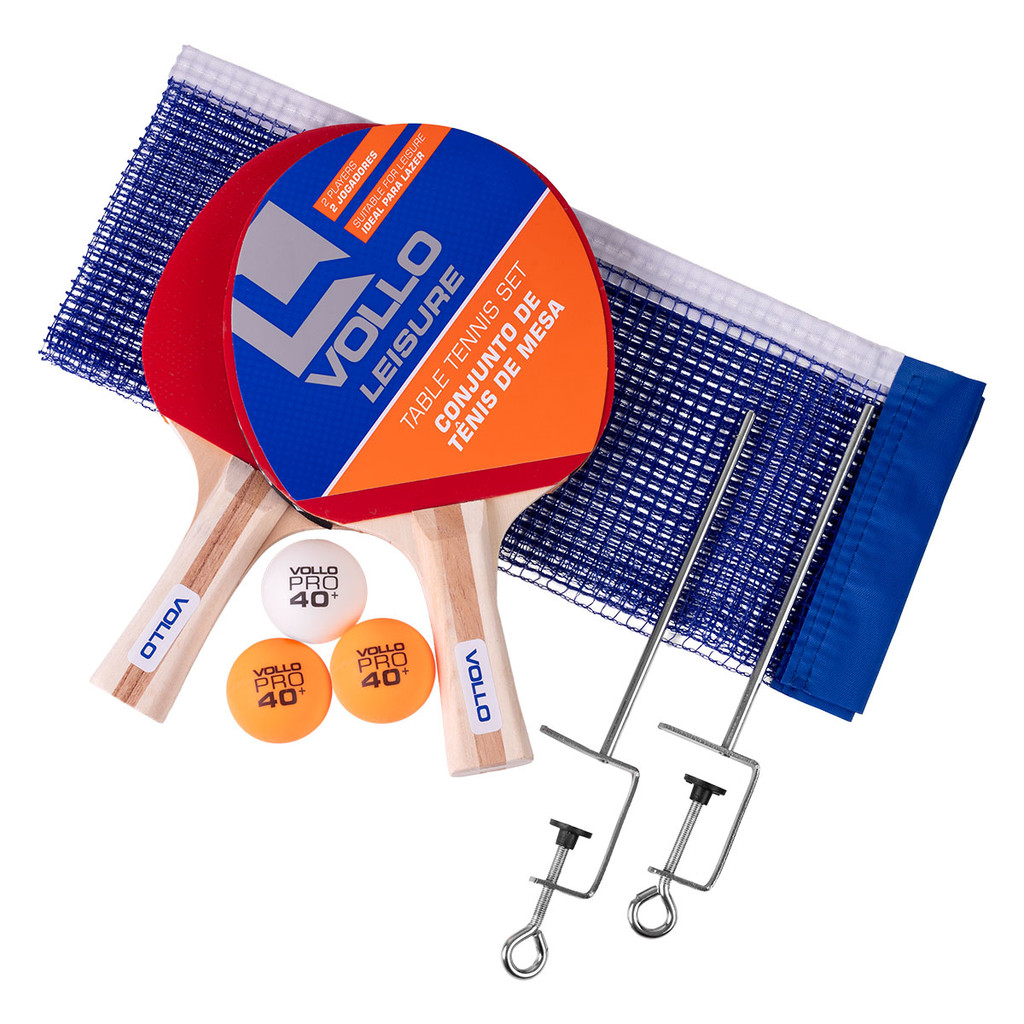 Kit Tênis de Mesa Ping Pong 2 Raquetes e 3 Bolas e Rede Vollo em Oferta na Shopee