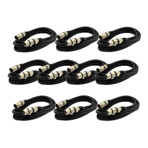 Kit C/ 10 Cabo Dmx Xlr Macho X Xlr Fêmea Canon 3 Pinos 1 Mt