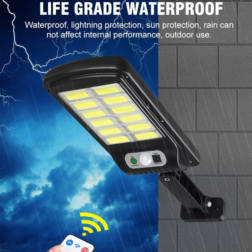 Luz Solar Com Controle Remoto IP65 6000K 120 LED Sensor Externo Iluminação De Arandela De Parede