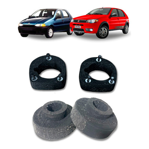 Kit Calço Da Mola Traseira 3,5Cm Dianteira 2Cm Palio 97/..