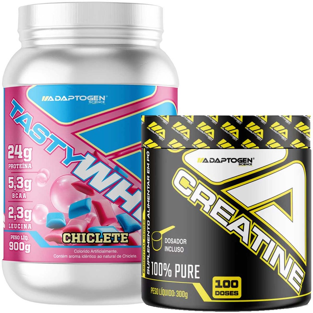 Tasty Whey Isolado Hidro Chiclete 900g + Creatina Adaptogen