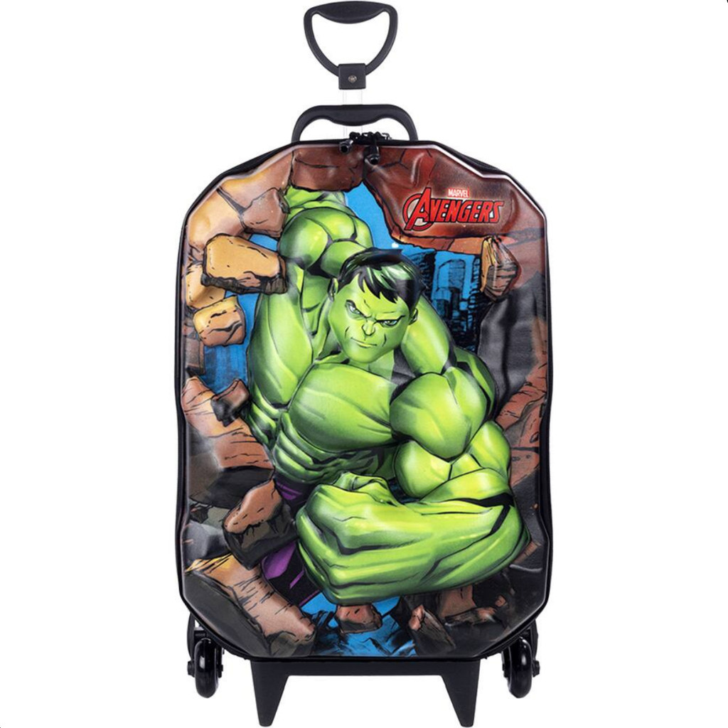 Mochila Carrinho Hulk 3d Escolar infantil Rodinha Maxtoy
