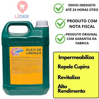 Galão de 5 Litros Oleo de Linhaça Impermeabiliza Madeiras e Evita Cupins em Oferta na Shopee