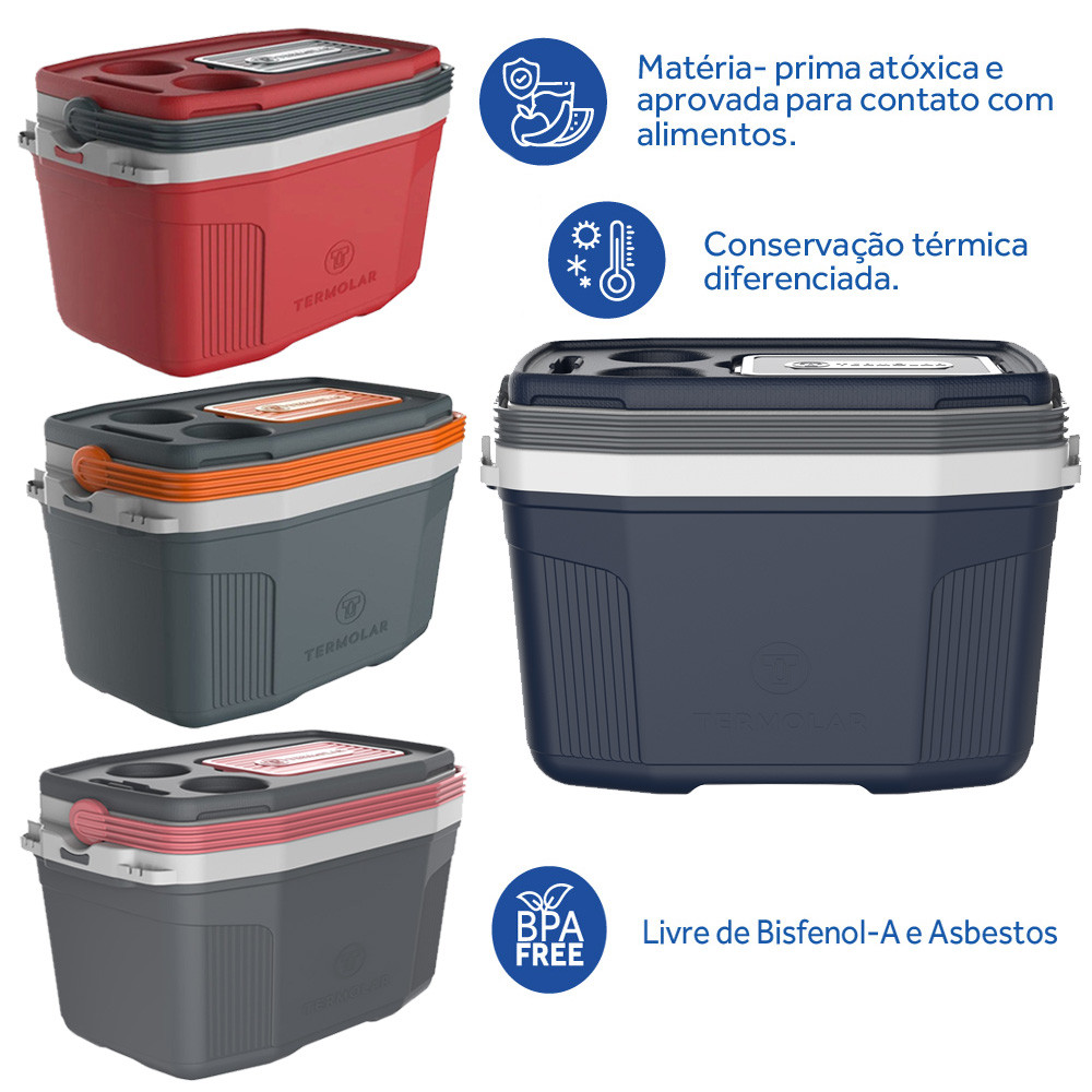 Caixa Térmica Praia Camping Pesca 20 Litros Para 26 Latas Cerveja Refri ou 2 Litros Pet Termolar