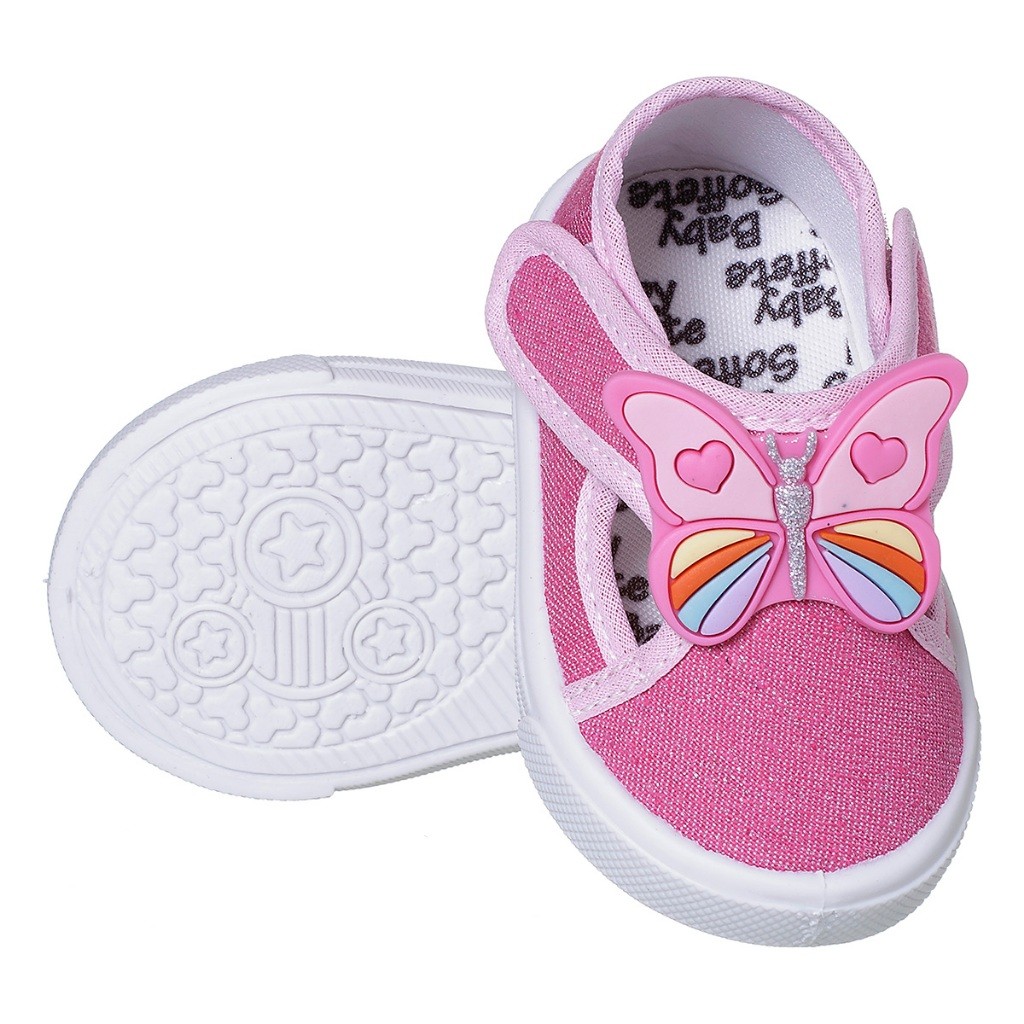 Tênis Infantil Meninas Borboleta Cores Pontas Autocolantes TSPI11 em Oferta na Shopee