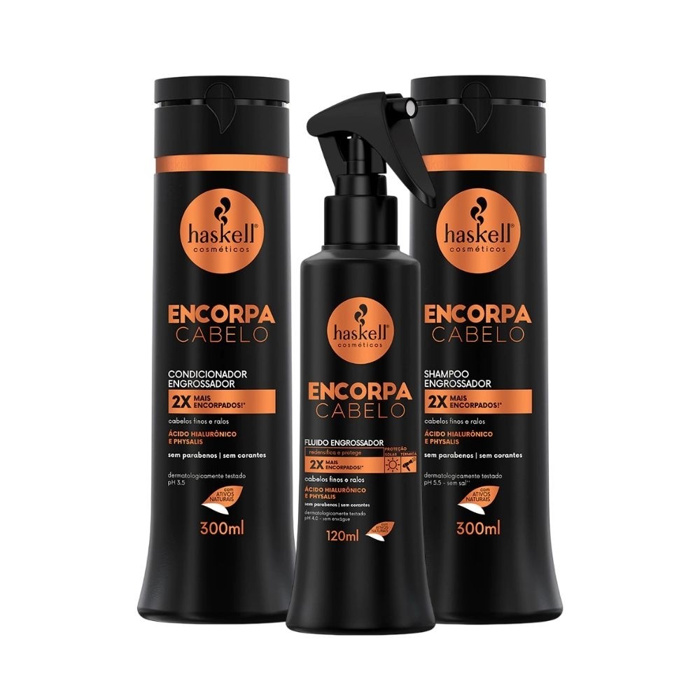 Kit Haskell Encorpa Cabelo Shampoo+ Condicionador+ Fluido (3 produtos) - Beauty