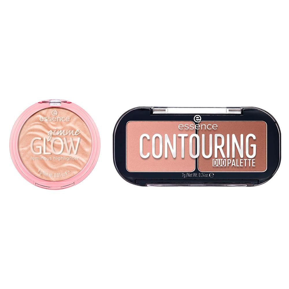 Kit Essence Paleta de Contorno Matte Contouring Duo 7 g + Iluminador Compacto em Pó Gimme Glow 10 Nude 9 g - Beauty