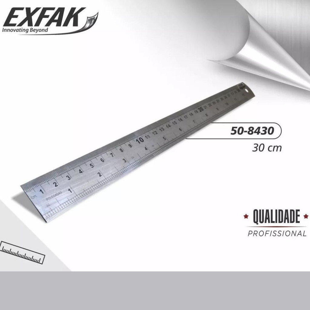Regua de Aço 30cm 50-8430 Exfak