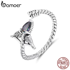 Anel De Prata Esterlina 925 Bamoer Sagitário Design Ajustável Joias Presente Feminino