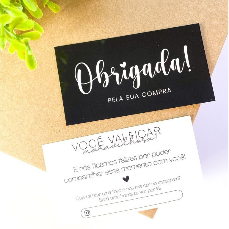 Cartão de Agradecimento 5x9cm Papel Couchê 250g Obrigada Pela Sua Compra! Pronta Entrega
