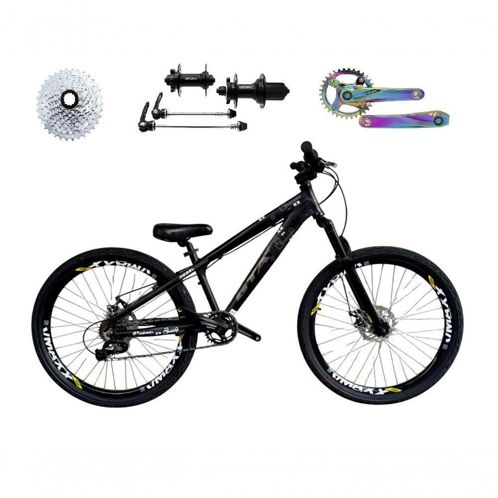 Bicicleta 26 Gta Rebel Freeride Cor Preto Single 8v Cubo Barulhento Pedivela Camaleão Fre…