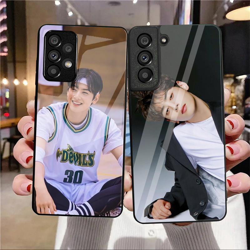 Astro Kpop Cha EunWoo 02 Capa De Telefone De Vidro Para Samsung Galaxy A14 A16 A30 A22 A32 A33 A34 A40 A42 A55 4G A52 A5