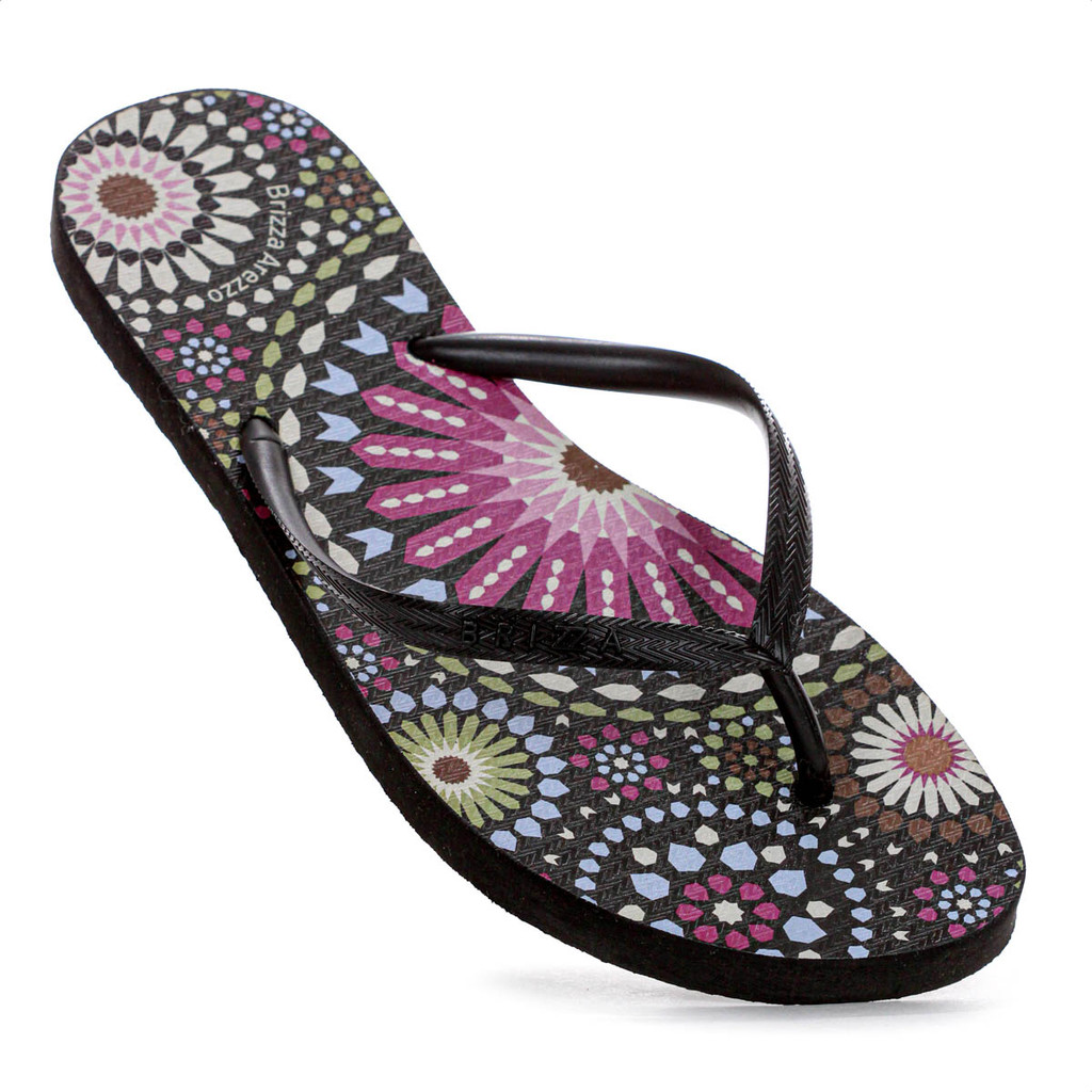 Chinelo Brizza Arezzo Estampa Color Preto - Feminino