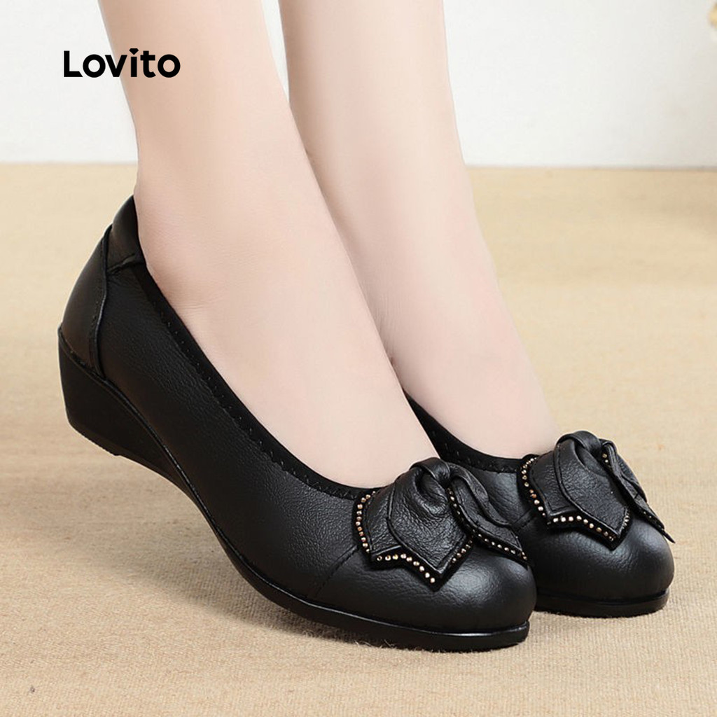 Lovito Elegante couro macio liso água sapatos de mãe sapatilhas de balé para mulheres LFA76317 - Women Shoes