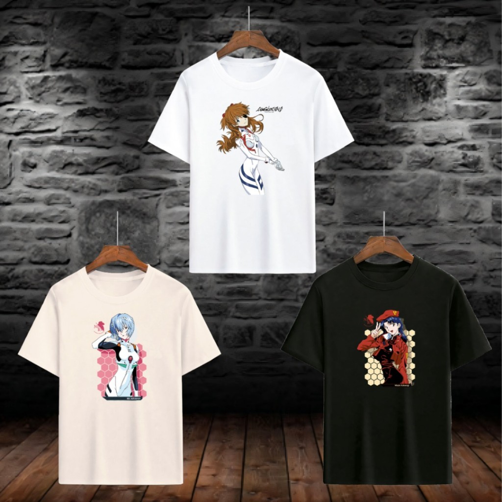 Camiseta Anime Projeto N3RV Estilo EVA Visual Alternativo Blusa Estampada Algodão Camisa Unissex Estampas Diversas