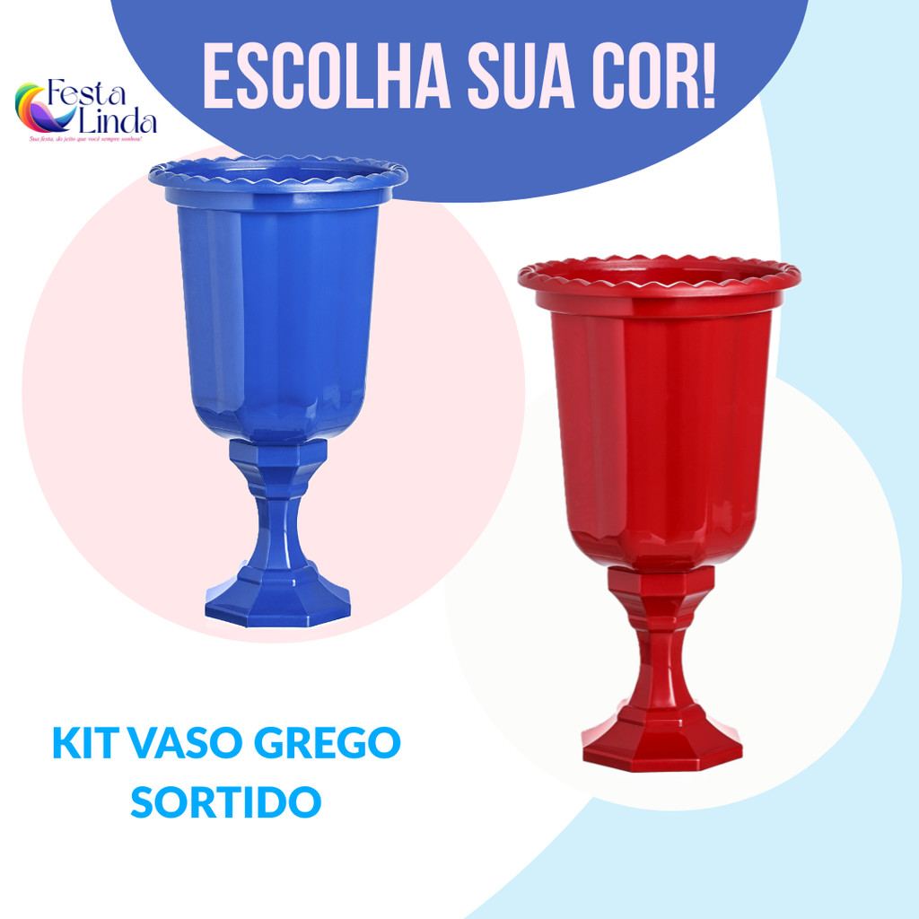 KIT SORTIDO 2 UNIDADES VASOS GREGO DECORATIVO LINHA DIAMANTE 850 ML - DIVERSAS CORES em Oferta na Shopee