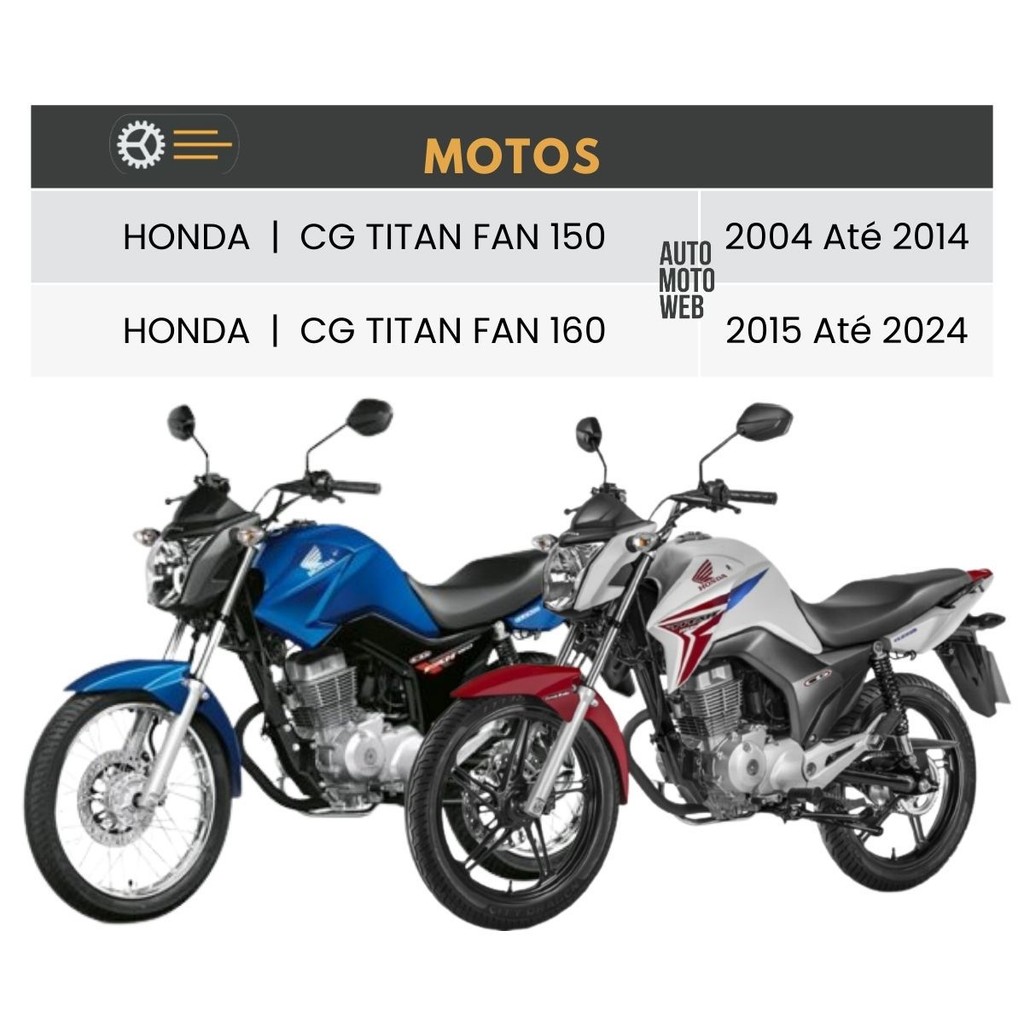 Par Amortecedor Traseiro Honda Cg Fan Titan 150 160 2004 a 2025