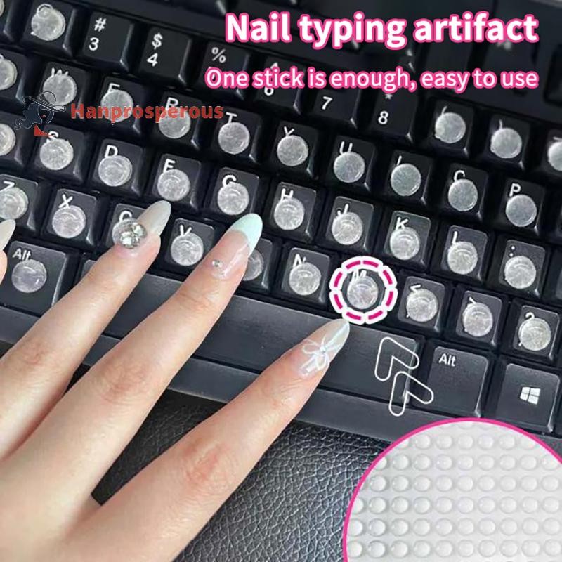 Hanprosperous > Adesivos De Teclado De Silicone Portátil Conveniente Manicure Digitação Protetora Unhas Longas Almofada 
