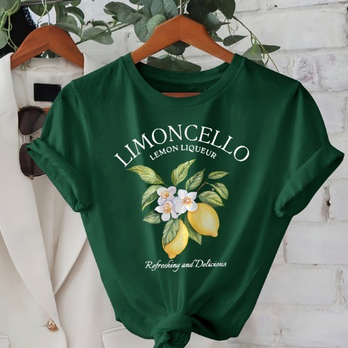 Camiseta Feminina Limoncello Estilo Vintage com Estampa Botânica Elegante