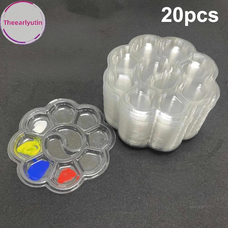 theearlyutin 20 Peças Paleta De Pintura A Óleo De Guache Descartável Em Forma De Flor De Ameixa Arte Lavável Aquarela br