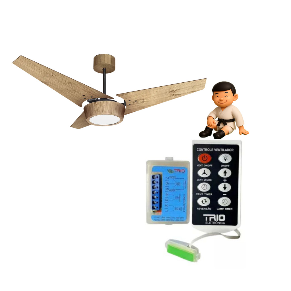 KIT VENTEX VENTILADOR TECA TETO TAÍPEBN 127V+CONTROLE TRIO