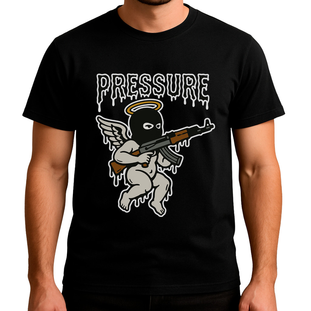 Camiseta Oversized Premium  Streetwear Pressure AK Anjo Estilosa Skatista Confortável Algodão