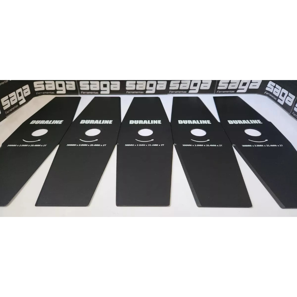 Kit 5 Faca Lâmina de Roçadeira Facão 2 Ponta 300 x Furo 1Pol