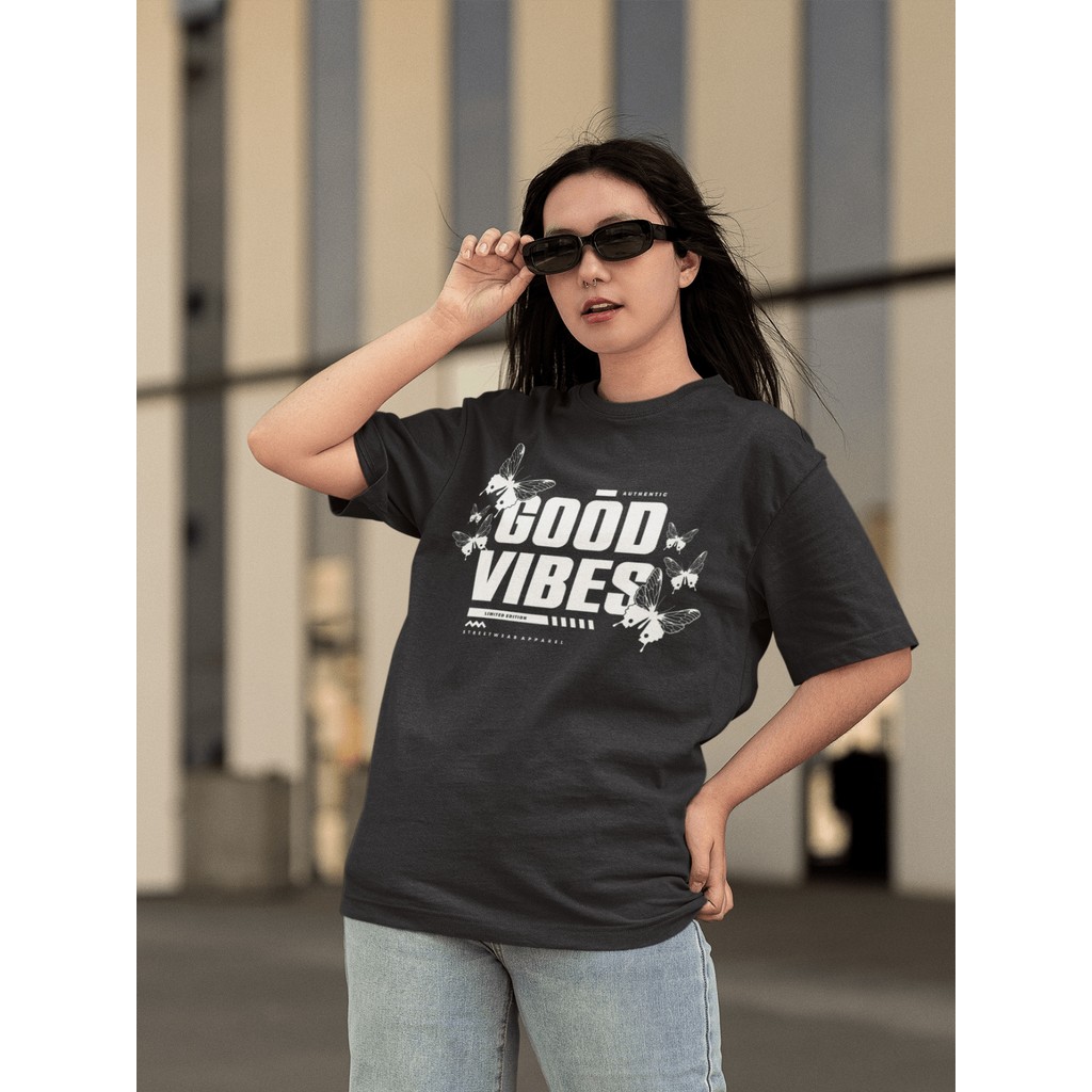 Camisa Camiseta Tshirt Ombro Caido Oversized Gola Alta Streetwear p/ Dia a Dia Treinar Academia Estampado - BUTTERFLY